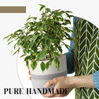 3 Pcs Cotton Rope Plant Basket with Plastic Liner Rustic Plant Basket Planters Modern Woven Decorative Pots for Home Flower Indoor Storage Decor, 7.5 x 6.5 Inches(White, Gray)