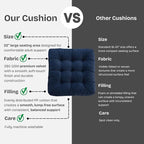 Meditation Floor Pillow Set of 2, Large Velvet Floor Pillows for Sitting, Tufted Floor Seating Cushions for Adults, Big Pillows for Yoga & Living Room, 22x22 Inch, Navy
