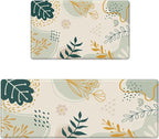 Boho Kitchen Rug Mats for Floor Cushioned Anti Fatigue Green Kitchen Rugs Sets of 2 Botanical Non Slip Waterproof Comfort Memory Foam Standing Floor Mat for Office Laundry Sink Desk