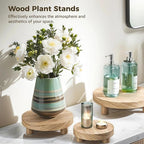 3 Pcs Wood Plant Stands, Wooden Pedestal Stands, Round Wood Display Risers, Modern Decorative Planter Holders, Flower Pot Display Trays, 6", 8", 10", Ideal for Home Decor