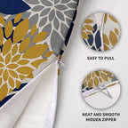 Yellow and Blue Throw Pillow Covers 18X18 Inch Set of 2, Navy Yellow Gray Grey Dahlia Floral Print Modern Decorative Pillow Covers Outdoor Farmhouse Cushion Case for Home Couch Sofa Bed Decoration