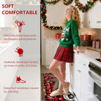 Christmas Rugs for Kitchen Floor, Red Buffalo Plaid Christmas Truck Mats for Kitchen Floor Rubber Non Slip, 2PCS Farmhouse XmasTree Kitchen Mat Cushioned for Room Doorway 15.7"×27.5" +15.7"×47"