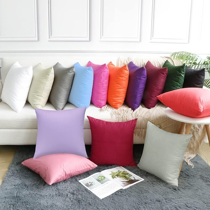 4-Pack 100% Cotton Comfortable Solid Decorative Throw Pillow Case,Thmyo Square Cushion Cover Pillowcase Sublimation Blank Pillow Covers DIY Throw Pillowcase for Sofa Bedroom(24x24 inch/ 60x60cm,Grey)