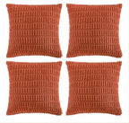 Fancy Homi 4 Packs Boho Burnt Orange Fall Decorative Throw Pillow Covers 14x14 Inch for Couch Bed Sofa, Rustic Modern Farmhouse Home Decor, Soft Plush Corduroy Cute Square Cushion Case 35x35 cm
