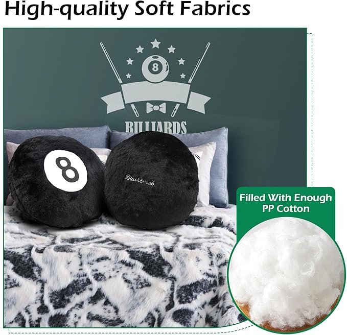Dripykiaa 8 Ball Throw Pillow, 14" Decorative Pillows Throw Cushion Home Decoration Plush Sporty Design Ball Pillow for Women, Men Bestselling Comfort and Stylish Accent Decor