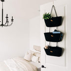 OrganiHaus Black Hanging Wall Baskets for Storage | Hanging Baskets for Bathroom Organizing | Behind Door Storage | Over the Door Basket | Nursery Storage Basket | Wall Hanging Basket for Organizing