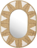 Briful Bohomain Wall Mirror Oval Decorative Mirror Seagrass Wall-Mounted Mirror Farmhouse Home Décor, Hanging Wall Art for Living Room Bedroom Dining Room, Size-16.54''x12.6''