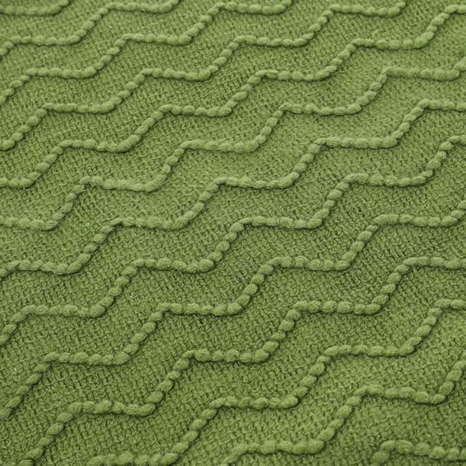 BATTILO HOME Green Throw Blanket for Couch, Textured Knit Throw, Green Blankets and Throws for Sofa Bed Living Room Decor, Outdoor Throw Blanket, 50"x60"