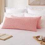 Kevin Textile Valentines 14x36 Inch Long Lumbar 1 Pack Boho Decorative Throw Pillow Cover Soft Striped Corduroy Rectangle Cushion Case Farmhouse Accent for Living Room Couch Sofa Bed, Dark Pink