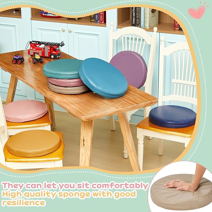 Juexica 8 Pcs Extra Thick Flexible Seating Floor Cushions Assorted Colored Floor Pillow Classroom Seat Cushions Soft Classroom Seating for Kids Learning Daycare School Chair(Morandi Color)