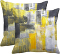 Emvency Set of 2 Throw Pillow Covers Modern Abstract Painting Yellow White and Black Decorative Pillow Cases Home Decor Standard Square 18x18 Inches Pillowcases