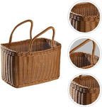 Alipis African Market Basket Oval Woven Straw Basket with Handle Ghana Plant Pot Grocery Bag Beach Tote Shopping Bag Flower Picnic for Toy Storage