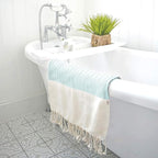 Bazaar Anatolia Turkish Beach Towel 100% Cotton Bath Towels 71x39 Quick Dry Sand Free Lightweight Large Oversized Herringbone Teal Mint