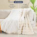 NEXHOME PRO Faux Fur Throw Blanket, Ultra Soft Cozy Warm Fuzzy Fluffy Plush Reversible Blanket for Couch, Sofa, Bed, Home Decor Gift, Beige 5060
