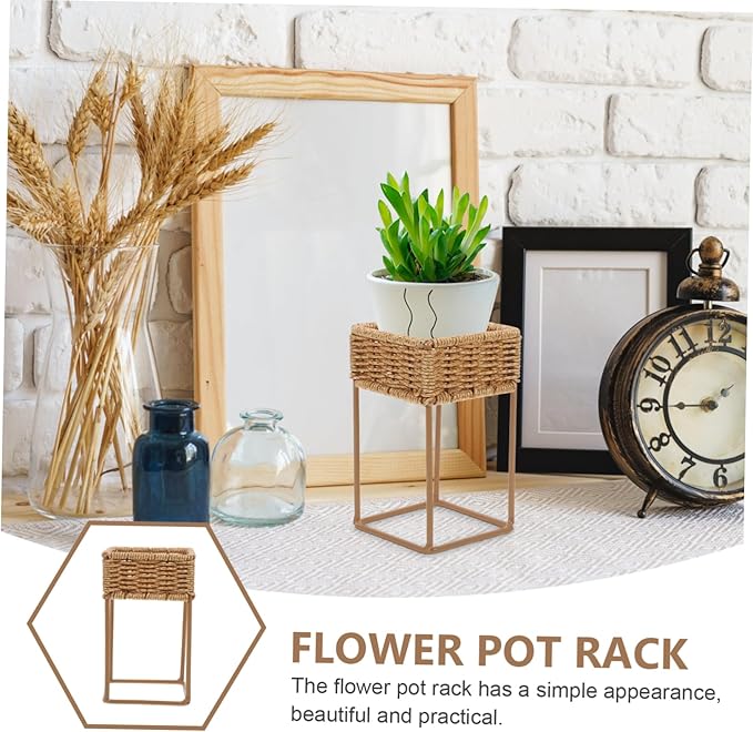 Cabilock Rattan Planters Boho Style Plant Stands Decorative Flower Pot Display Wicker Plant Shelf Indoor Outdoor Home Decor
