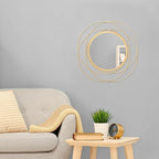Large Round Mirror with Iron Metal Wire Frame Wall-Mounted Mirror for Home Decorative Living Room Bedroom Bathroom Entryway White 16” x 16”