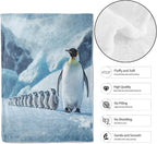 Penguin Parade Throw Blanket - 60x80in,Ultra Soft, Cozy Lightweight Flannel,Cute Animal Family Blankets - Gifts for Kids Girls & Wildlife Lovers,for Couch Home Living Room Winter Decor