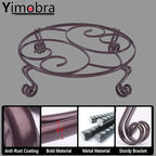 Yimobra Original Patented Plant Stand for Flower Pot Heavy Duty Potted Holder Indoor Outdoor, Metal Rustproof Iron Garden Container Round Supports Rack for Planter, Brown, 10.2 Inches
