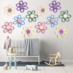 Ripeng 6 Pcs Boho Nursery Decor Flower Daisy Wall Art 6 Inch Woven Macrame Wall Hanging Bohemian Flower Decor Daisy Nursery for Baby Girls Kids Home Bedroom(Vivid Colors)
