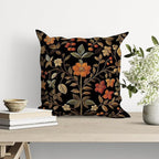 William Morris Abstract Vintage Print Floral Velvet Design Throw Pillow Covers Home Decor, Retro Art Decor Pillowcase Cushion Cover for Bed Sofa Living Room, Square 18x18inch (Black-Floral)