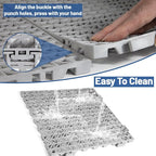 12PCS Drainage Interlocking Floor Tiles 11.8" x 11.8", Modular Interlocking Cushion Soft PVC Floor Non-Slip Splicing Waterproof Mat for Pool, Shower, Patio, Balcony, Bathroom, Kitchen, Yard（Grey）