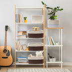 COMFY-HOMI 11.5"x7.5"x4.7" Storage Baskets for Organizing | Cotton Rope Woven Basket | Toy Storage Bin Box | Basket for Shelves, Closet Organizer Bin, Decorative Closet Shelf, 1 Pack,dark brown/white