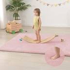 Baby Play Mat for Floor,Extra Large 59"×71" Playpen Mat for Tummy Time,Thicker Padded Elasti Foam Activity Mats for Toddler,Infant,Kids,Water Repellent Ultra Soft Velvet,Non-Slip Backing Safe for Crawling,Nursery & Playroom（Pink）