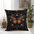 William Morris Abstract Vintage Floral Velvet Butterfly Design Throw Pillow Covers Home Decor, Retro Art Decor Pillowcase Cushion Cover for Bed Sofa Living Room, Square 18x18inch (Black-Butterfly)