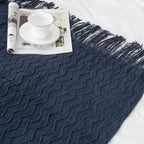 BATTILO HOME Navy Blue Throw Blanket for Couch, Textured Soft Navy Throw, Decorative Knitted Navy Blanket Throw for Sofa Bed Living Room, 50"x60"