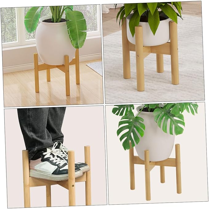 Bamboo Plant Pot Stand Indoor Plant Display Rack Boho Style Flower Pedestal