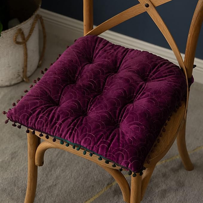 Round Throw Pillow Thickened Seat Cushion Sofa Cushion Meditation Pillow Living Room Window Balcony Decoration Pillow (15.7in, Square Purple Red)