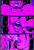 Blacklight Trippy Tapestry for Bedroom Cool Cute Girl Anime Wall Tapestry Aesthetic UV Reactive Purple Tapestries Glow In The Dark Art Wall Hanging Poster for Room Decor 39"x60"