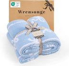 WRENSONGE Throw Blanket Vertical Stripes Bowknot Blue Soft Cozy Fluffy Warm Throw for Couch Sofa Bed Camping Picnic Travel Lightweight - 50"*60"