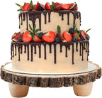 Frcctre 11 Inch Wood Cake Stand, Round Wooden Cupcake Pedestal, Paulownia Woods Slice with Legs, Rustic Cake Holder Wooden Serving Tray Serving Board Display Wood Plant Stand