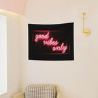 Good Vibes Neon Poster Tapestry 29x37 In Aesthetic Wall Hanging Decorative Tapestries Cute Preppy Banner For Teen Girl Bedroom College Dorm Home Living Room Party Decor