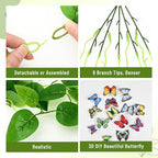 BLEUM CADE 2Pcs Fake Hanging Plants, 9 Branch Artificial Hanging Plant, Lush Faux Pothos Vines for Home Room Wall Shelf Porch Outdoor Indoor Decor (No Baskets)