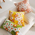 vctops Spring Floral Tufted Decorative Throw Pillow Covers Cute Flower Square Pillow Cases Soft Velvet Couch Cushion Cover for Chair Sofa Bedroom Living Room Home Decor (Pink,18"x18")