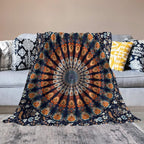 Indian Hippie Bohemian Throw Blanket Beautiful Peacock Mandala Blanket for Sofa Bed Couch Chair Or Dorm 60"x80"