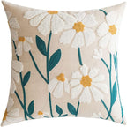 vctops Boho Floral Tufted Decorative Throw Pillow Cover Botanical Embroidered Cotton Cushion Cover for Couch Sofa Bed (Flower E,18"x18")