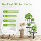 5 Tier Plant Stand Indoor Outdoor, Tierd Corner Metal Plant Stands Holder for Multiple Plants, Flower Orchid Pot Shelf Display Rack for Living Room Balcony Garden Patio, Black (5 tier-Hollow Black)