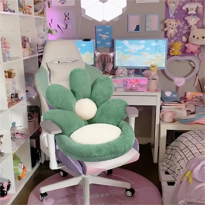 Ditucu Flower Shape Chair Pillow Cute Seat Cushion 21 inch Comfy Lazy Sofa Floor Pillows Dorm Seating for Bedroom Decor Green