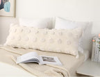PANOD Decorative Long Lumbar Pillow Cover 14x36 Boho,Super Soft Chenille Extra Long Lumbar Pillow Case Cover with Tassel for Bed Sofa Couch Farmhouse Livingroom,White,Modern Skinny