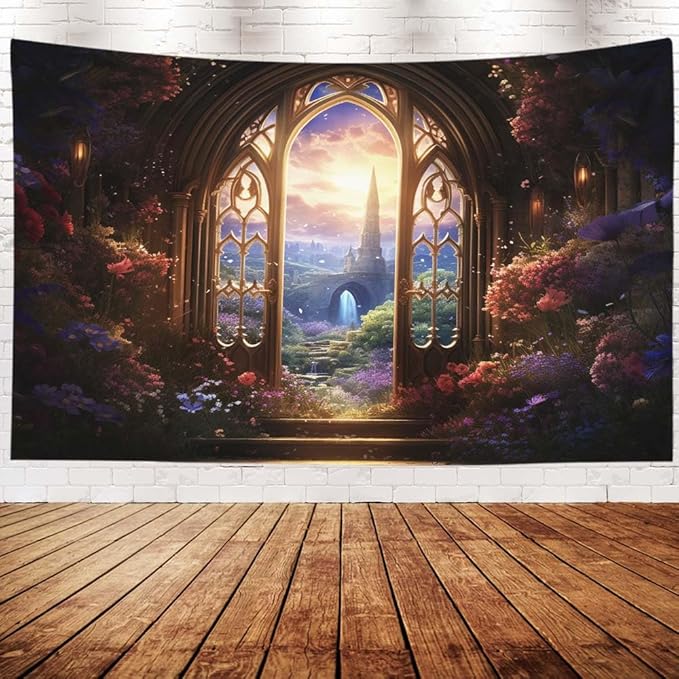 EMMTEEY Fantasy Large Tapestry Wall Hanging 80X60 Inch - Fairytale World Wall Art for Living Room Witchy Forest Backdrop for Dorm Classroom