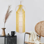 EOBTAIN Yellow Macrame Wall Hanging - Handmade Dream Catchers - Boho Dreamcatchers with Cotton Rope Tassel - Woven Wall Decor Tapestry for Living Roome Bedroom Home Decorations - 9.8" W x 31.5" L