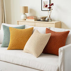 MIULEE Teal Orange Decorative Throw Pillow Covers for Couch Boho Farmhouse Cushion Covers Soft Corduroy Pillowcase Rustic Home Decor for Bed Sofa Living Room 18x18 Inch Set of 4