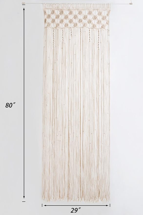 Mkono Macrame Curtain Boho Doorway Window Decoration Light Through Curtains Decor Handwoven Wall Hanging Art for Home Door Bedroom Wedding Backdrop Arch, Closet Room Divider, 29" W x 80" L