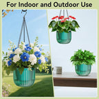 ZeeDix 3 Pack-6.5 Inch Hanging Planters for Indoor Plants, Self Watering Hanging Plant Pots with 3 Hooks and Drainage for Home, Wall, Window Decor Outdoor Use (Green, 6.5 inch)