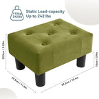 Poofzy Small Foot Stool Ottoman, Velvet Ottoman Foot Rest with Legs, Rectangle Foot Rest for Couch, Footstools and Ottomans Small for Living Room and Entryway (Olive Green)