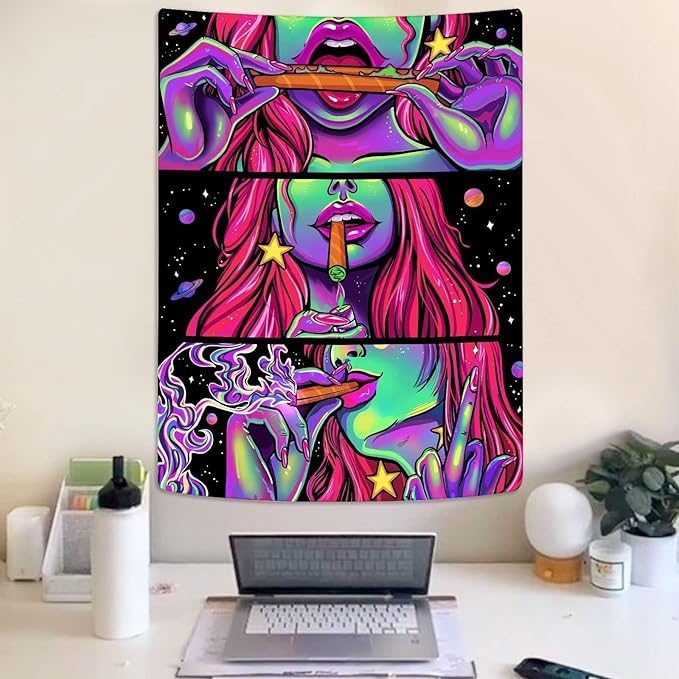 Yeoiat Fantasy Tapestry Anime Tapestry for Bedroom Cool Tapestries Wall Hanging for Dorm Living Room (Pink, 44.00" x 60.00")