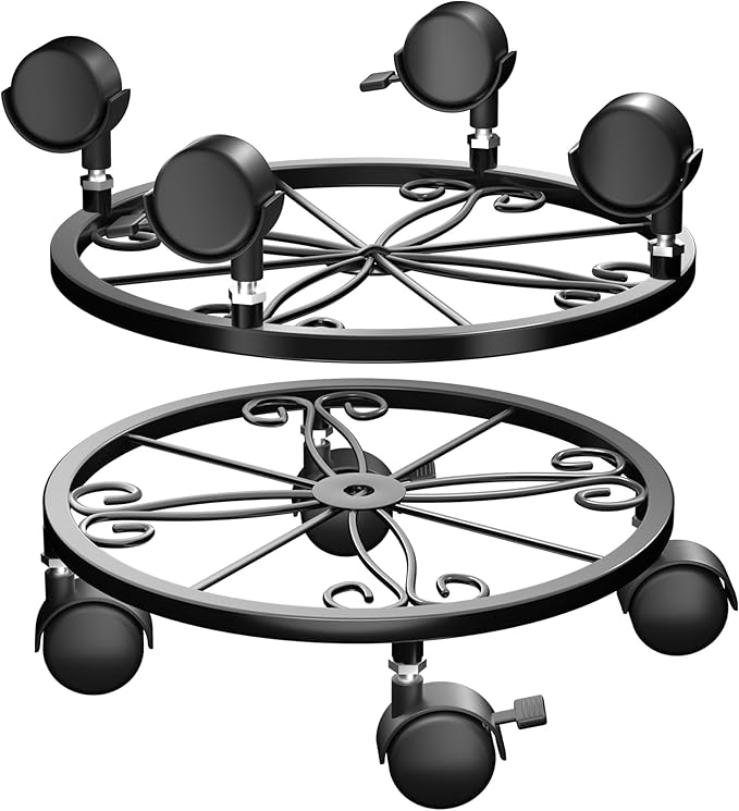 10.24" Plant Caddy with Wheels - Plant Stand with Wheels, 360° Lockable Plant Rollers Plant Dolly, Plant Tray with Casters for Indoor and Outdoor, 2 Pack.
